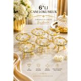 CHANCE GİFT 6lı AYAKLI CAM SUNUMLUK LOKUMLUK DEKORATİF NİŞAN YÜZÜK YÜKSELTİCİ (7X4 CM)