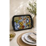 CHANCE GİFT Desenli Melamin Servis Tepsisi Kulplu Kahvaltı Çay Kahve Sunum Tepsisi 31x22 cm