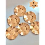 Chance Gift Desenli Metal Çay Bardak Altlığı 6'lı Set Çay Bardağı Altlığı Çay Tabağı Gold Kaplama
