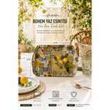 CHANCE GİFT Limon Desenli Melamin Servis Sunum Tepsisi 31x22 cm Dekoratif Kahvaltı Çay Tepsisi