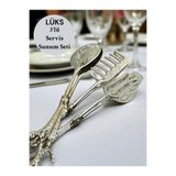 CHANCE GİFT Lüks 3'lü Maşa Servis Sunum Seti Şık Sofralar İçin Metal Servis Kaşığı/Servis Maşası/Servis Çatalı