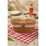 CHANCE GİFT OVAL Hasır Piknik Sepeti Ergonomik Tasarım Yer Kaplamayan Kulplu Rattan Sepet 41 Cm
