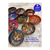 CHANCE GİFT Retro Tarzda Kedi Desenli Çerezlik Sosluk Mama Kabı | Büyük Boy Metal Dekoratif Kedi Kasesi