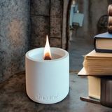 Chandler Home Etna Beyaz, Soya Mumu, Ahşap Fitil, 7x7 Cm, Beton Saksı - 1 Adet