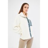 Chandraswear Sherpa Hırka Cepli Çıtçıt Detaylı Ludovi - Beyaz