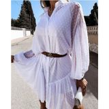 Chanel Mestra Sonbahar Tül Beyaz Astarlı Kadın Elbise - 2XL - 3XL