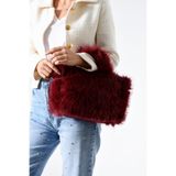 change time the tote bag Uzun Tüylü Pelüş Sade Tote Omuz Kol Çapraz Çanta En:35 cm Boy:20 cm Dip:11 cm Bordo Pelüş Standart