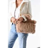 change time the tote bag Uzun Tüylü Pelüş Sade Tote Omuz Kol Çapraz Çanta En:35 cm Boy:20 cm Dip:11 cm Vizon Pelüş Standart