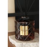 Chanza Home Soft Linen Büyük Boy Amber Rengi El Yapımı Kristal Kesme Tasarım Şişede Soft Linen Oda Kokusu 500 cc