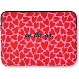 Chapters Pink & Red Hearts On The Go Deri 13"- 14" Laptop Kılıfı - Pembe - Kırmızı - Standart