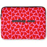 Chapters Pink & Red Hearts Working Mom Deri 13" - 14" Laptop Kılıfı - Pembe - Kırmızı - Standart
