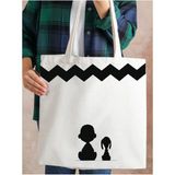 Charlie Brown Tasarım Motto Tote Bag, Kalın, Bez Çanta, Omuz Çanta, Kitap Çantası, Shopper Bag - 10D-Krem