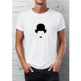 Charlie Chaplin Baskılı Bisiklet Yaka Erkek Tişört