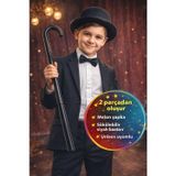 Charlie Chaplin Baston ve Melon Şapka Seti 90 cm Sihirbaz Parti Gösteri - 5 - 12 Yaş