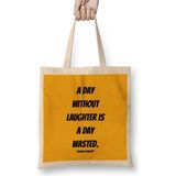 Charlie Chaplin Quotes Ar T Gift Vintage Retro Style Bez Çanta Uzun Saplı - Açık Bej - 40 X 40