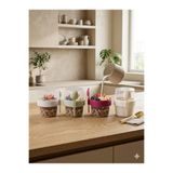 Charlotte Candle 4’lü Set Çatallı Kaşık Atıştırmalık Yemek Yoğurt Müsli Diyet Kabı Taşınabilir Pratik 400 ml Saklama Kabı Kaşıklı