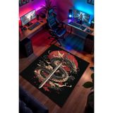 Charmbi Ejderha Desenli Kaymaz Taban Makinede Yıkanabilir Gaming Oyuncu Gamer Genç Odası Halısı - Çok Renkli - 100 x 150 cm