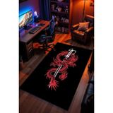 Charmbi Ejderha Desenli Kaymaz Taban Makinede Yıkanabilir Gaming Oyuncu Gamer Genç Odası Halısı - Çok Renkli - 180 x 300 cm