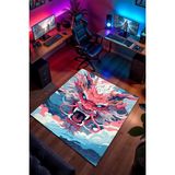 Charmbi Ejderha Desenli Kaymaz Taban Makinede Yıkanabilir Gaming Oyuncu Gamer Genç Odası Halısı - Çok Renkli - 40 x 60 cm
