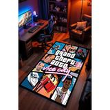 Charmbi Grand Theft Auto Desenli Kaymaz Taban Makinede Yıkanabilir Gaming Oyuncu Gamer Genç Odası Halısı - Çok Renkli - 180 x 250 cm