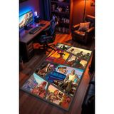Charmbi Grand Theft Auto Desenli Kaymaz Taban Makinede Yıkanabilir Gaming Oyuncu Gamer Genç Odası Halısı - Çok Renkli - 80 x 100 cm