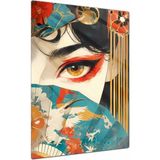 Charmbi Japon Geisha Mask Metal Poster Gamer Anime Film Tablosu – Parlak Baskı Modern Duvar Dekorasyonu - 20 x 30 - Çok Renkli