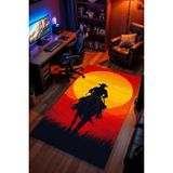 Charmbi Red Dead Redemption 2 Desenli Kaymaz Taban Makinede Yıkanabilir Gaming Oyuncu Gamer Genç Odası Halısı - Çok Renkli - 50 x 80 cm