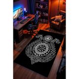 Charmbi Viking Mitoloji Desenli Kaymaz Taban Makinede Yıkanabilir Gaming Oyuncu Gamer Genç Odası Halısı - Çok Renkli - 160 x 230 cm