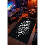 Charmbi Viking Mitoloji Desenli Kaymaz Taban Makinede Yıkanabilir Gaming Oyuncu Gamer Genç Odası Halısı - Çok Renkli - 180 x 250 cm