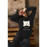 Charme Kadın Kışlık Peluş Pijama Takımı K-200-472 - 1 Adet Siyah-L