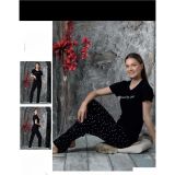 Charme Kadın Milan Bisiklet Yaka Kısa Kol Pijama Takımı P300/396- 1 Adet Siyah-M