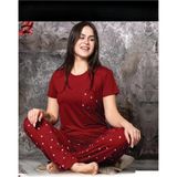 Charme Kadın Milan Bisiklet Yaka Kısa Kol Pijama Takımı P300/83- 1 Adet Bordo-S