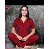 Charme Kadın Milan Gömlek Yaka Kısa Kol Pijama Takımı P300/223- 1 Adet Kırmızı-L
