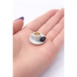 CharmFancy 1'Li Bitter Çikolatalı Kahve Fincanı – Bebek Evi Mini Minyatür Aksesuar ve Diorama Telefon Süsü