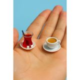 CharmFancy 2'Li 1 Çay ve 1 Kahve Fincanı– Bebek Evi Mini Minyatür Aksesuar ve Diorama Dollhouse Telefon Süsü