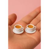 CharmFancy 2'Li Kahve Fincanı Fincan– Bebek Evi Mini Minyatür Aksesuar ve Diorama Dollhouse Telefon Süsü