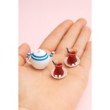CharmFancy 3'Lü 2 Çay Bardağı ve 1 Çaydanlık– Mini Minyatür Aksesuar ve Diorama Dollhouse Telefon Süsü