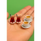 CharmFancy 4'Lü 2 Çay 2 Kahve – Bebek Evi Mini Minyatür Aksesuar ve Diorama Dollhouse Telefon Süsü