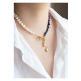 CHARMLUCKY Doğal Lapis Lazuli Taşı - Inci Kolye