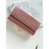 Charmlucky Metal Detaylı Yumuşak Doku Büyük Cüzdan - Pembe