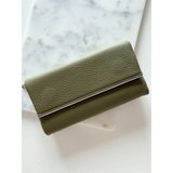 Charmlucky Metal Detaylı Yumuşak Doku Büyük Cüzdan - Yeşil