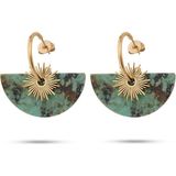Chaseldor Jiji Gold Yeşil Doğal Taşlı Altın Kaplama Çelik Kadın Küpe - Standart