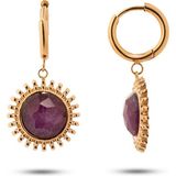 Chaseldor Sun Bordo Doğal Taşlı Çelik Kadın Küpe - Gold - Standart