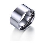 Chavin 10Mm. Geniş Parlak Gri Erkek Çelik Alyans Yüzük Dt01 - 30