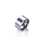 Chavin 10mm. Geniş Parlak Gri Kadın Erkek Çelik Alyans Yüzük dt01