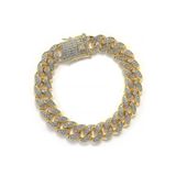 Chavin 12 mm. 20 cm. Kalın Gold Aloy Taşlı Erkek Bileklik ed93sr