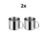 Chavin 2 Adet Çelik 250 ml Katlanır Kulp Kahve Kamp Bardağı Fincanı mt163-2