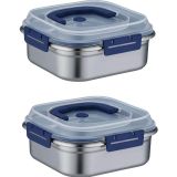 Chavin 2 Adet ince Çelik 1250 ml Kilitli Yemek Et Buzdolabı Beslenme Saklama Kabı mt106
