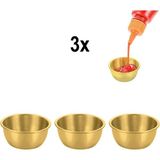 Chavin 3 Adet 304 Çelik 50 ml Mini Sosluk Kahvaltılık Ketçap Mayonez Sos Kabı MT164SR-3 - Gold