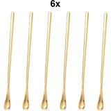 Chavin 304 Çelik 6 Adet 19 cm Kokteyl Kahve Latte Karıştırma Barmen Kaşığı CIN758SR-6 - Altın